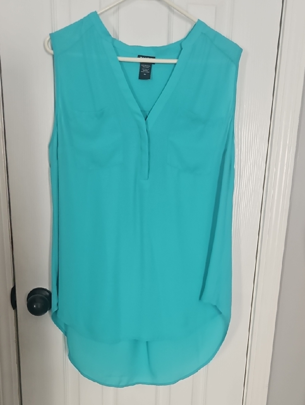Torrid Turquoise Sleeveless V‑Neck Chiffon Tunic